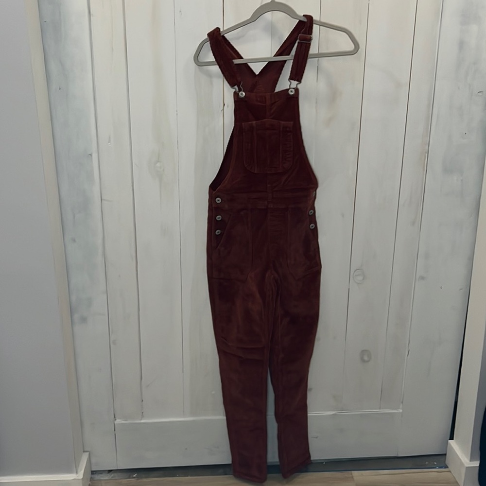 American Eagle Outfitters Burgundy/Brown Corduroy Overalls